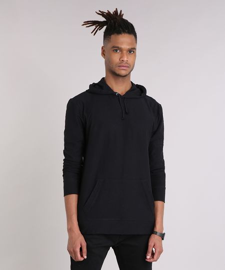 Camiseta-Masculina-Basica-com-Capuz-Manga-Longa-em-Algodao---Sustentavel-Preta-8286728-Preto_1
