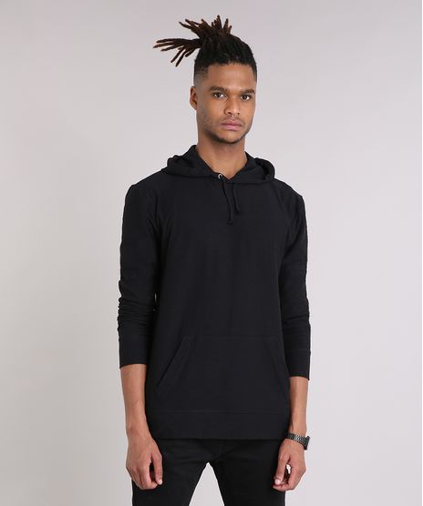 Camiseta-Masculina-Basica-com-Capuz-Manga-Longa-em-Algodao---Sustentavel-Preta-8286728-Preto_1