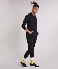 Camiseta-Masculina-Basica-com-Capuz-Manga-Longa-em-Algodao---Sustentavel-Preta-8286728-Preto_3