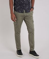 Calca-Masculina-Slim-Cargo-com-Bolsos-Verde-Militar-9167639-Verde_Militar_1