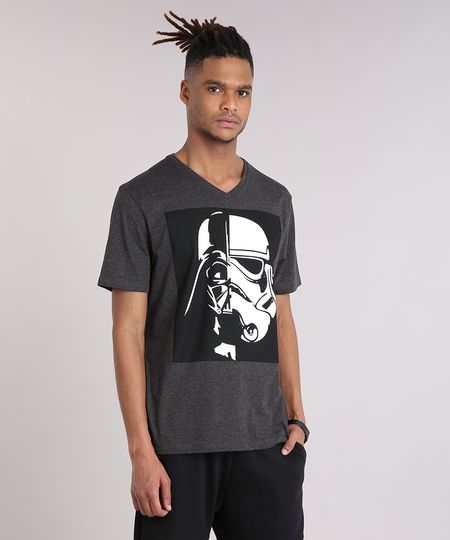 Camiseta-Masculina-Darth-Vader-Stormtrooper-Manga-Curta-Gola-V-Cinza-Mescla-Escuro-9107962-Cinza_Mescla_Escuro_1