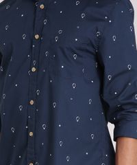 Camisa-Masculina-Mini-Print-Lampada-com-Bolso-Manga-Longa-Azul-Marinho-9079741-Azul_Marinho_4