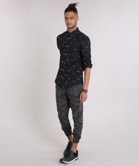 Camisa-Masculina-Mini-Print-Caveira-com-Bolso-Manga-Longa-Preta-9079738-Preto_3