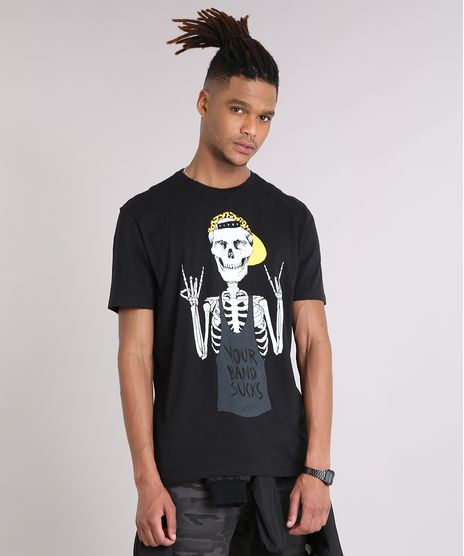 Camiseta-Masculina-Caveira-Manga-Curta-Gola-Careca-em-Algodao---Sustentavel-Preta-9245573-Preto_1