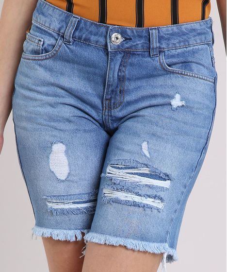 bermuda jeans destroyed feminina