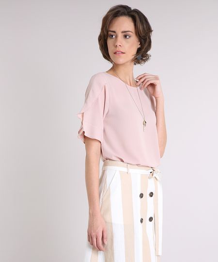 Blusa-Feminina-com-Babado-Manga-Curta-Decote-Redondo-Rose-9240531-Rose_1 Blusa-Feminina-com-Babado-Manga-Curta-Decote-Redondo-Rose-9240531-Rose_1