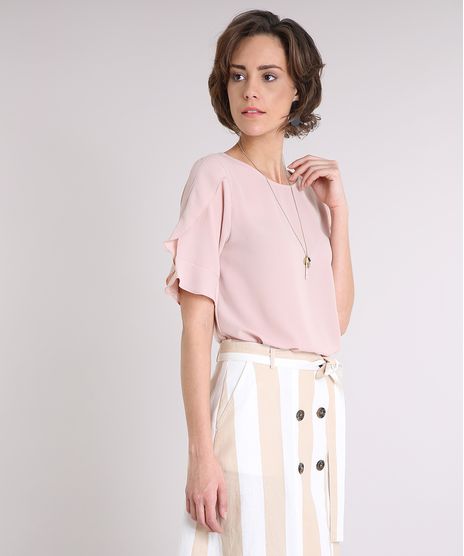 Blusa-Feminina-com-Babado-Manga-Curta-Decote-Redondo-Rose-9240531-Rose_1