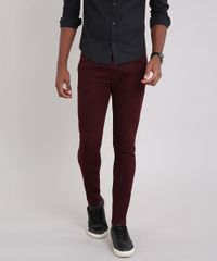 Calca-Masculina-Skinny-em-Sarja-com-Bolsos-Vinho-8398084-Vinho_1