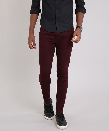Calca-Masculina-Skinny-em-Sarja-com-Bolsos-Vinho-8398084-Vinho_1 Calca-Masculina-Skinny-em-Sarja-com-Bolsos-Vinho-8398084-Vinho_1