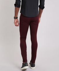 Calca-Masculina-Skinny-em-Sarja-com-Bolsos-Vinho-8398084-Vinho_2