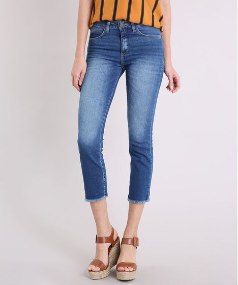 calça jeans feminina cintura alta desfiada
