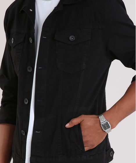 jaqueta trucker masculina preta