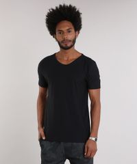 Camiseta-Masculina-Basica-Manga-Curta-Gola-V-em-Algodao---Sustentavel-Preta-8144866-Preto_1