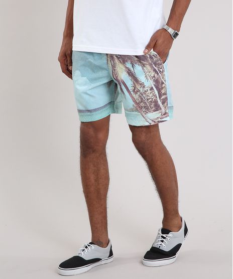 Bermuda-Masculina-com-Estampa-de-Coqueiro-e-Bolsos-Verde-9226918-Verde_1