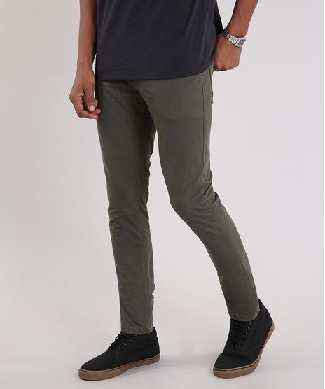Calca-de-Sarja-Masculina-Skinny-com-Bolsos-Verde-Militar-9213444-Verde_Militar_1