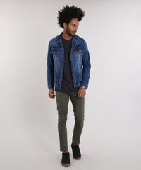 Calca-de-Sarja-Masculina-Skinny-com-Bolsos-Verde-Militar-9213444-Verde_Militar_3