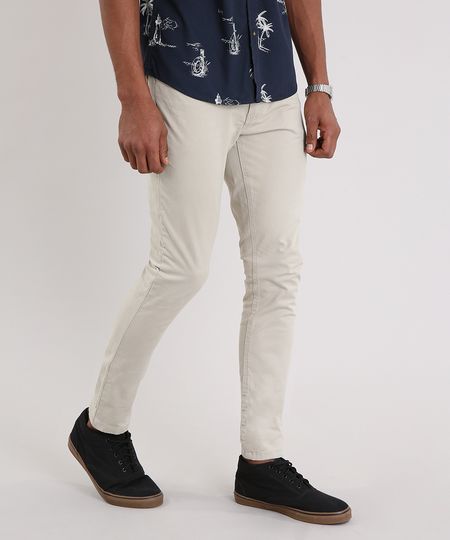 Calca-de-Sarja-Masculina-Skinny-com-Bolsos-Kaki-9213444-Kaki_1