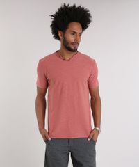Camiseta-Masculina-com-Botoes-Manga-Curta-Gola-V-Coral-9198346-Coral_1