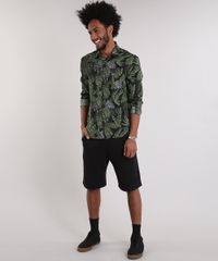 Camisa-Masculina-Estampada-de-Folhagem-com-Bolso-Manga-Longa-Preta-9082962-Preto_3