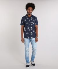 Camisa-Masculina-Estampada-com-Bolso-Manga-Curta-Azul-Marinho-9082963-Azul_Marinho_3
