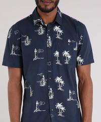 Camisa-Masculina-Estampada-com-Bolso-Manga-Curta-Azul-Marinho-9082963-Azul_Marinho_4