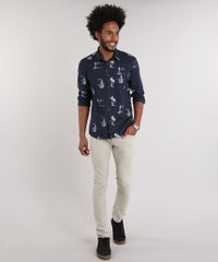 Camisa-Masculina-Estampada-com-Bolso-Manga-Longa-Azul-Marinho-9082961-Azul_Marinho_3