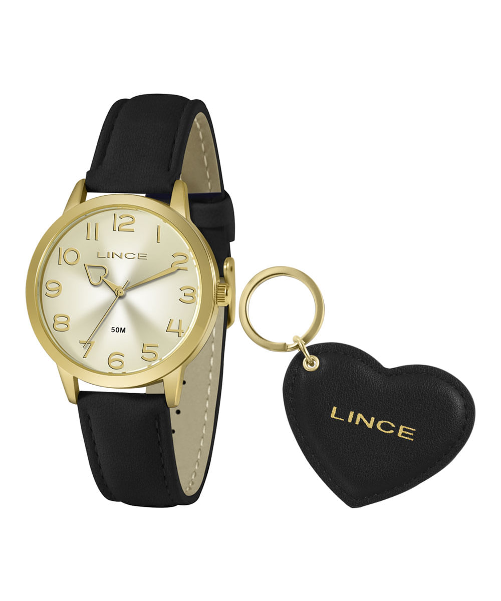 Kit Relógio Feminino Lince Analógico LRC4671L KN25C2PX + Chaveiro Dourado