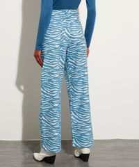 Calça Zebra Feminina Pantalona Alfaiataria Azul costas