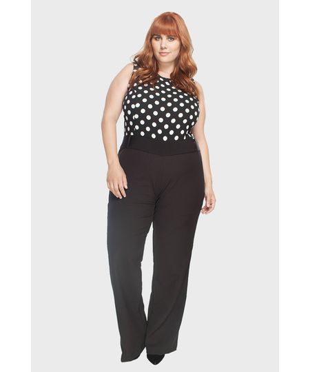 Macacão Longo Poá Plus Size Menor preço em Macacão Longo Poá Plus Size