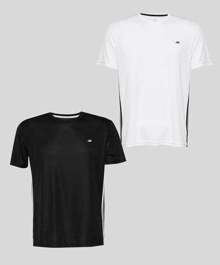 Kit Camisetas Esportivas Masculinas Faixas Laterais Ace