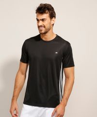 Camiseta Esportiva Masculina Faixa Lateral Ace Preta