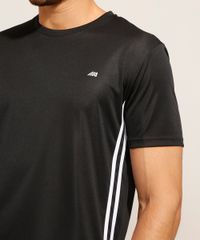 Camiseta Esportiva Masculina Faixa Lateral Ace Preta