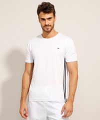 Camiseta Esportiva Masculina Faixa Lateral Ace Branca