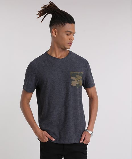 Camiseta-Masculina-com-Bolso-Estampado-Camuflado-Manga-Curta-Gola-Careca-Cinza-Mescla-Escuro-9210878-Cinza_Mescla_Escuro_1