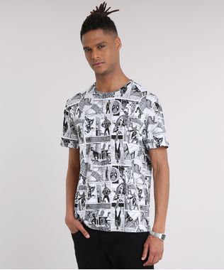 Camiseta-Masculina-Estampada-de-Quadrinhos-Homem-Aranha-Manga-Curta-Gola-Careca-Off-White-8758239-Off_White_1