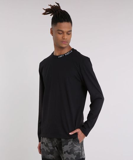 Camiseta-Masculina-com-Bordado--Lost-World--Manga-Longa-Gola-Careca-Preta-9203907-Preto_1