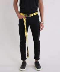 Calca-Masculina-Slim-com-Cinto-Amarelo-e-Preto-9203007-Preto_1