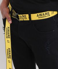 Calca-Masculina-Slim-com-Cinto-Amarelo-e-Preto-9203007-Preto_4