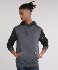 Blusao-Masculino-em-Moletom-com-Estampa-Floral-e-Bolso-Manga-Longa-Cinza-Mescla-Escuro-8843326-Cinza_Mescla_Escuro_1