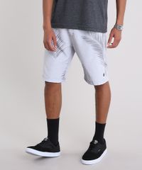 Bermuda-Surf-Masculina-Estampada-de-Folhagens-com-Bolsos-Cinza-Claro-9209949-Cinza_Claro_1