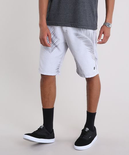 Bermuda-Surf-Masculina-Estampada-de-Folhagens-com-Bolsos-Cinza-Claro-9209949-Cinza_Claro_1