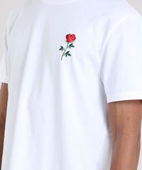 Camiseta-Masculina--Rock-and-Roses--com-Bordado-de-Rosa-Manga-Curta-Gola-Careca-Off-White-9194383-Off_White_4