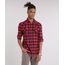 Camisa-Masculina-em-Flanela-Estampada-Xadrez-com-Bolsos-Manga-Longa-Vermelha-9186042-Vermelho_1