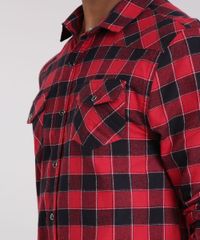 Camisa-Masculina-em-Flanela-Estampada-Xadrez-com-Bolsos-Manga-Longa-Vermelha-9186042-Vermelho_4