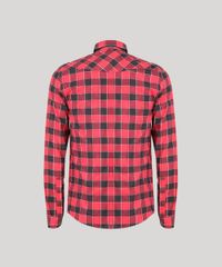 Camisa-Masculina-em-Flanela-Estampada-Xadrez-com-Bolsos-Manga-Longa-Vermelha-9186042-Vermelho_6