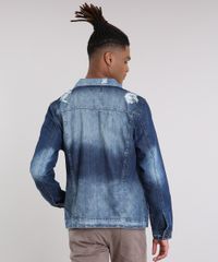 Jaqueta-Jeans-Masculina-Trucker-Destroyed-com-Bolsos-Azul-Escuro-9201954-Azul_Escuro_2