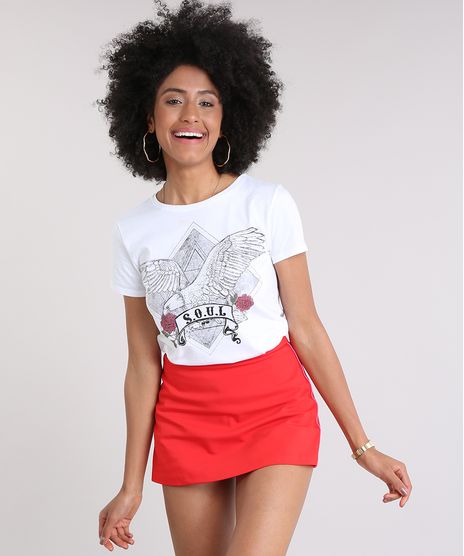 Blusa-Feminina--Soul--com-Estampa-de-Aguia-Manga-Curta-Decote-Redondo-Off-White-9211804-Off_White_1