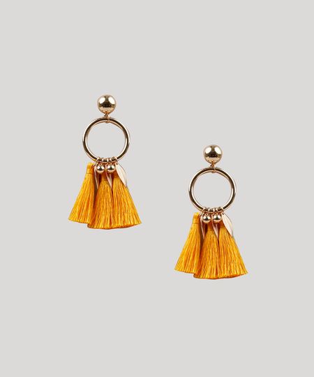 Brinco-Feminino-com-Argola-e-Tassel-Dourado-9207467-Dourado_1
