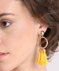 Brinco-Feminino-com-Argola-e-Tassel-Dourado-9207467-Dourado_2