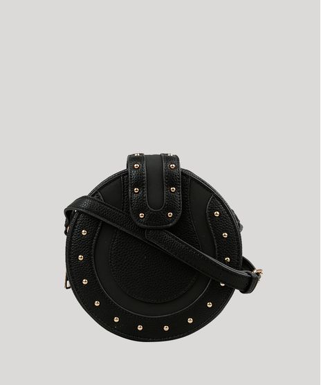 Bolsa-Redonda-Feminina-Transversal-com-Recortes-e-Tachas-Preta-8926674-Preto_1